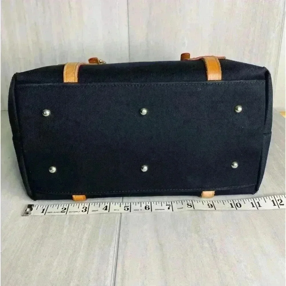 Dooney & Bourke Vintage Black Canvas Leather Trimmed Tote